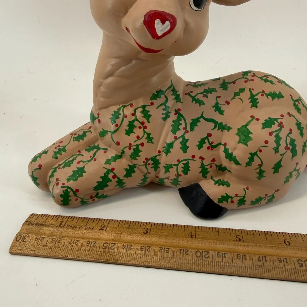 Vintage Kimple Ceramic Molds Christmas Quilted Reindeer Set Figurines Polka Dots